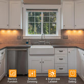 6er-Pack verknüpfbare LED-Puck-Leuchten, intelligente Unterschrankleuchten zum Einstecken, dimmbare LED-Schrankleuchten mit Alexa-Fernbedienung per App für Theken- und Küchenbeleuchtung (3000 K, Warmweiß)